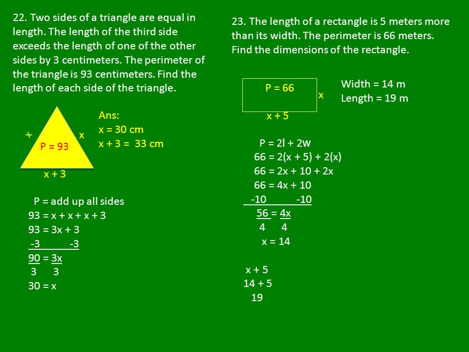 22. Two sides of a triangle are equal in length