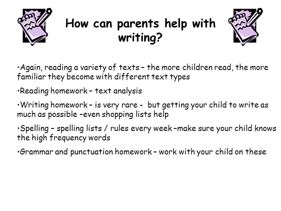 How can parents help with writing