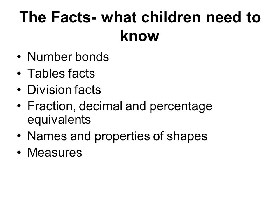 The Facts- what children need to know