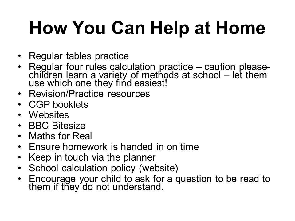 How You Can Help at Home Regular tables practice