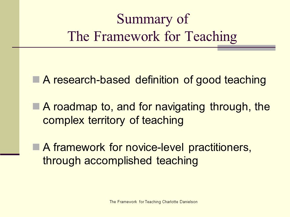 Summary of The Framework for Teaching