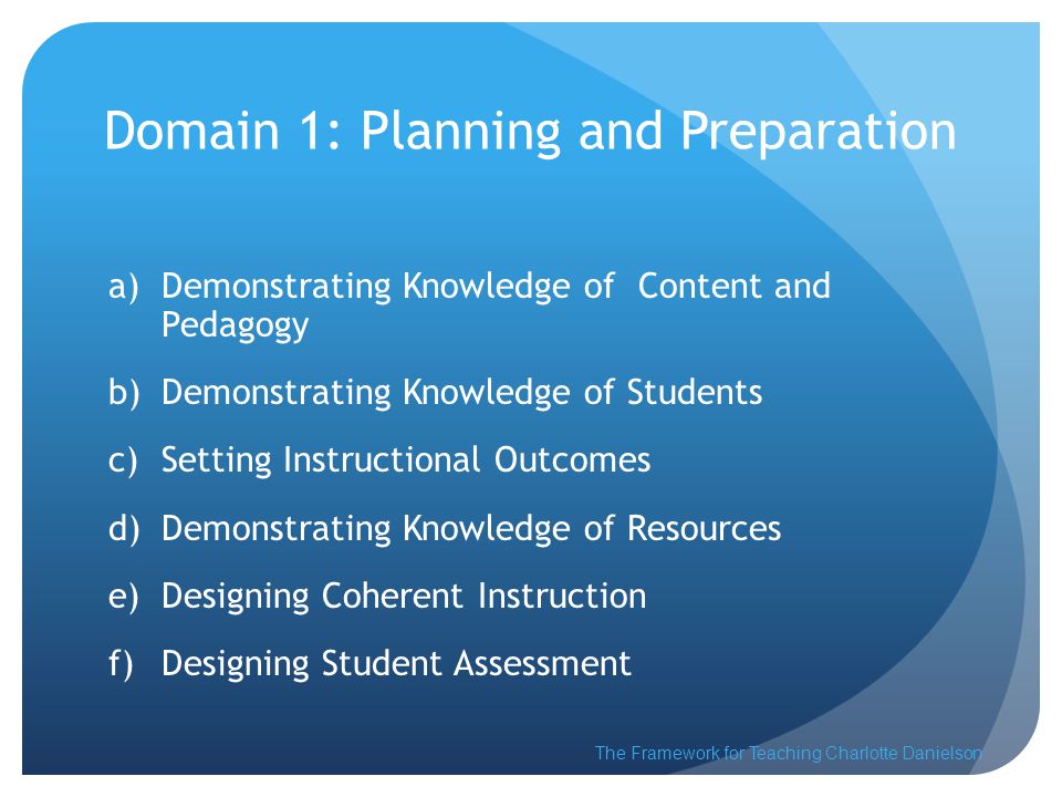 Domain 1: Planning and Preparation