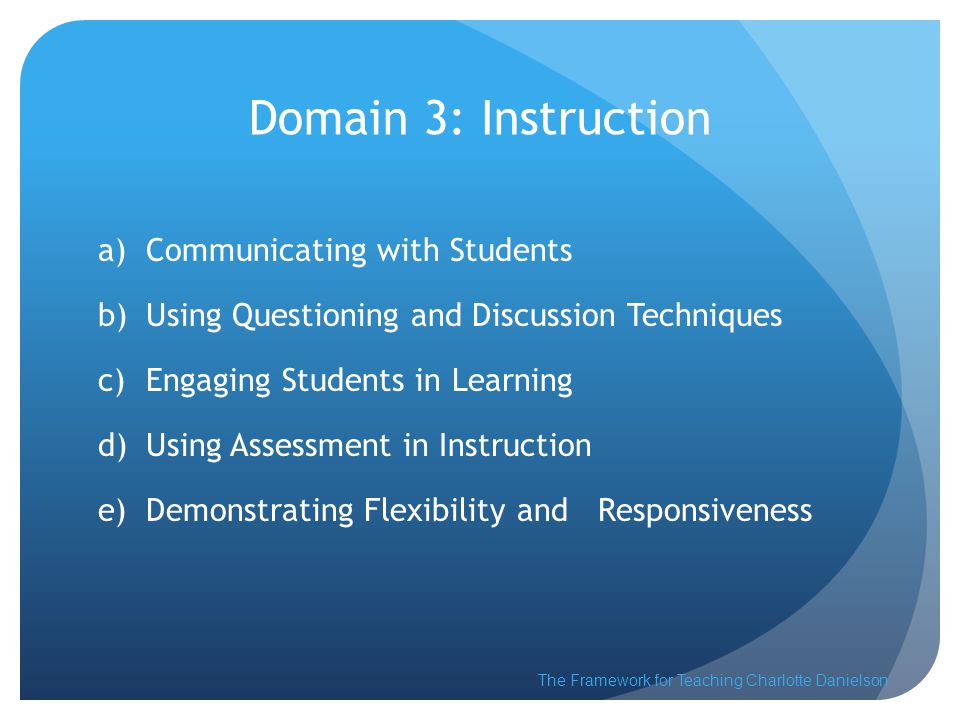 Domain 3: Instruction Communicating with Students