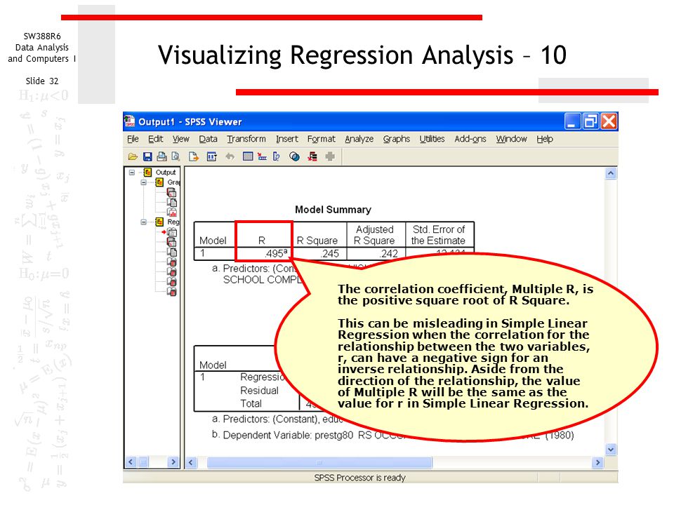 Spss analysis simple regression linear Regression with