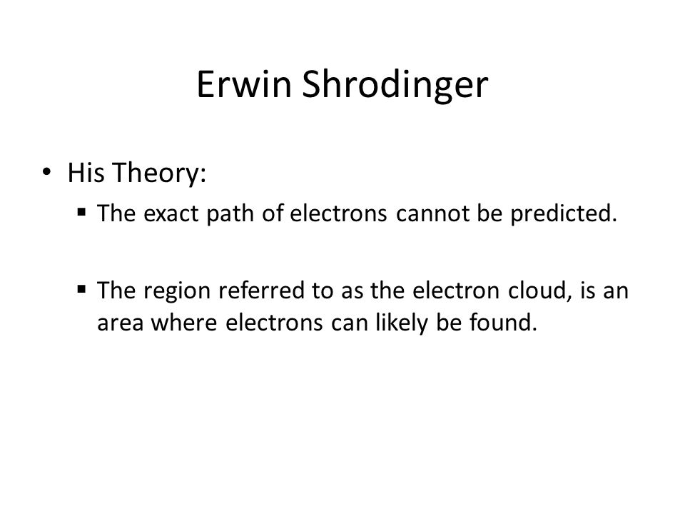 Erwin Shrodinger His Theory: