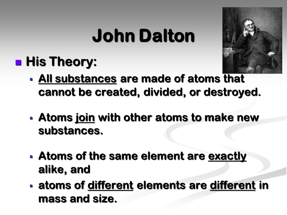 John Dalton His Theory: