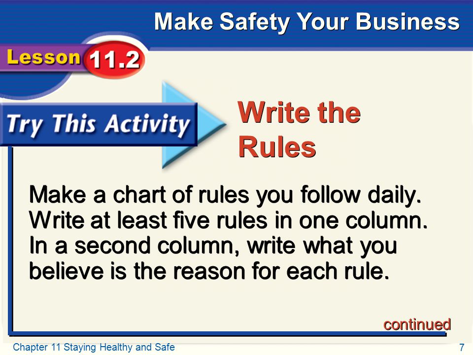 Try This Activity Write the Rules.