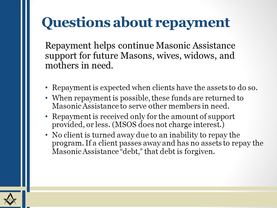 Questions about repayment