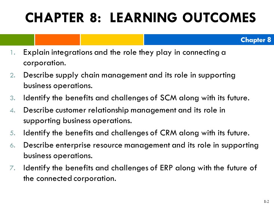 CHAPTER 8: LEARNING OUTCOMES