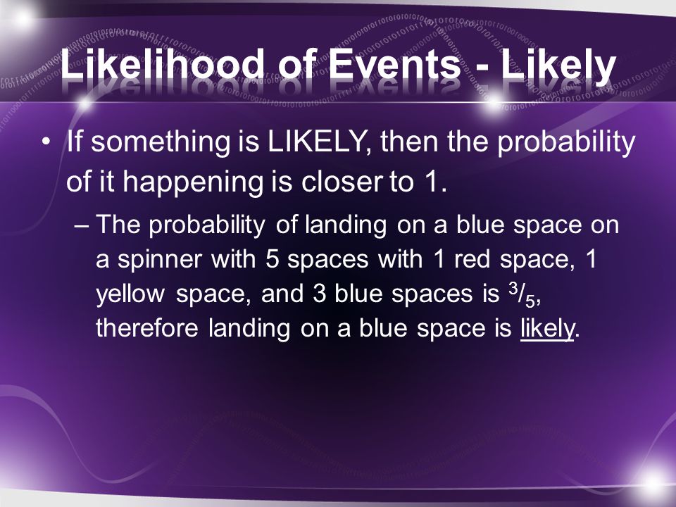 Likelihood of Events - Likely