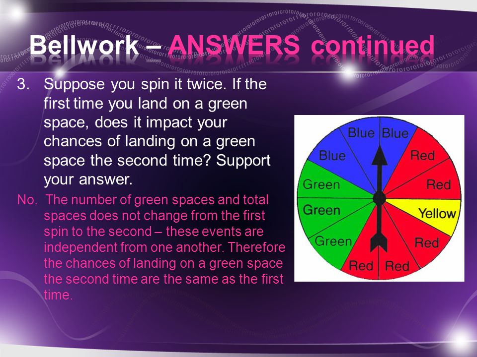 Bellwork – ANSWERS continued