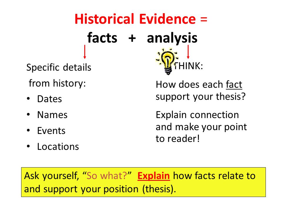 Historical Evidence = facts + analysis