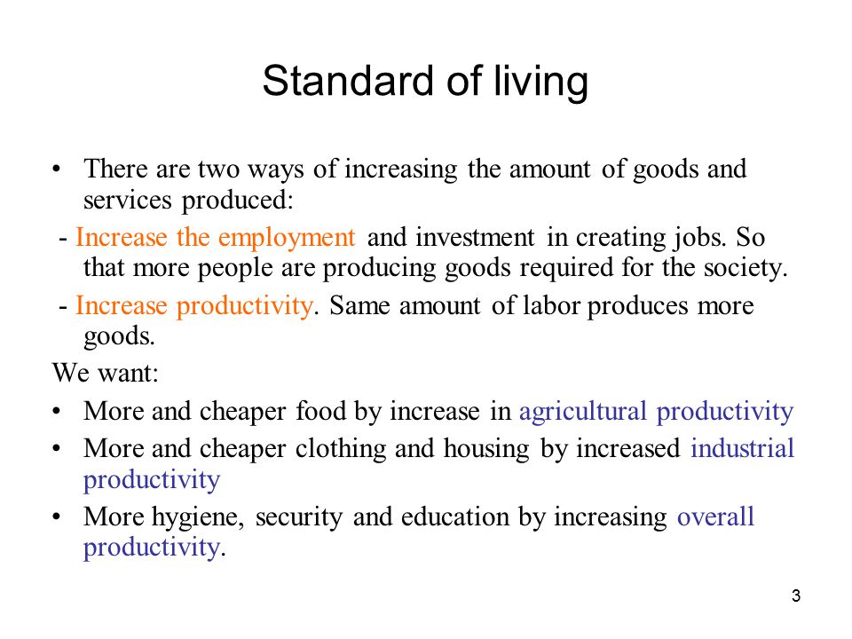 Standard Of Living Definition Of Productivity - Ppt Download