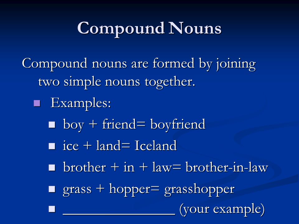 Compound nouns list