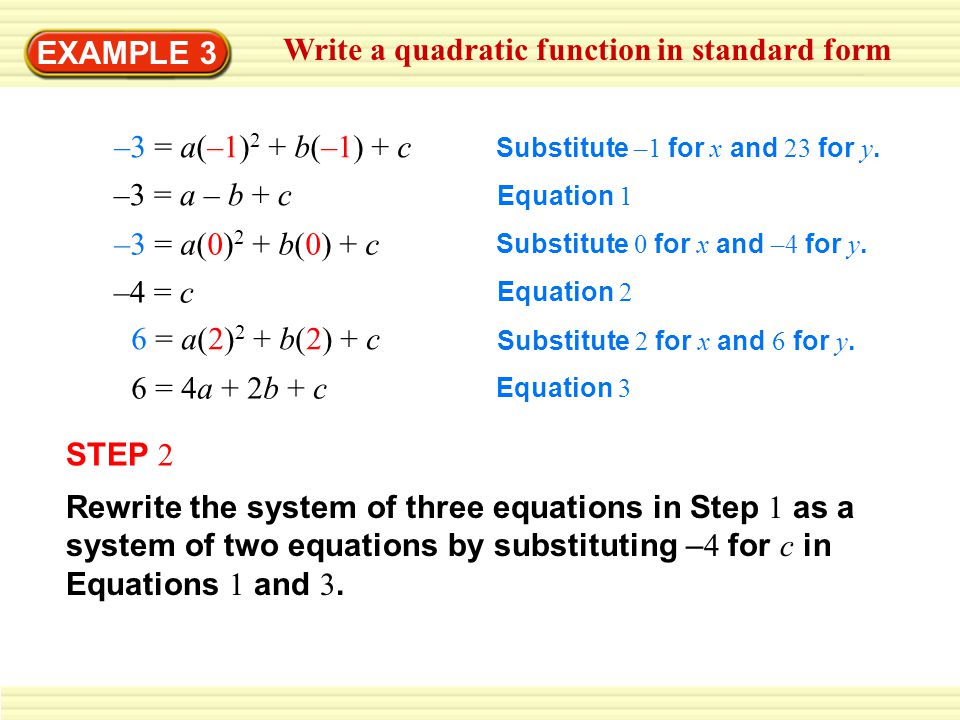Write a quadratic function in standard form