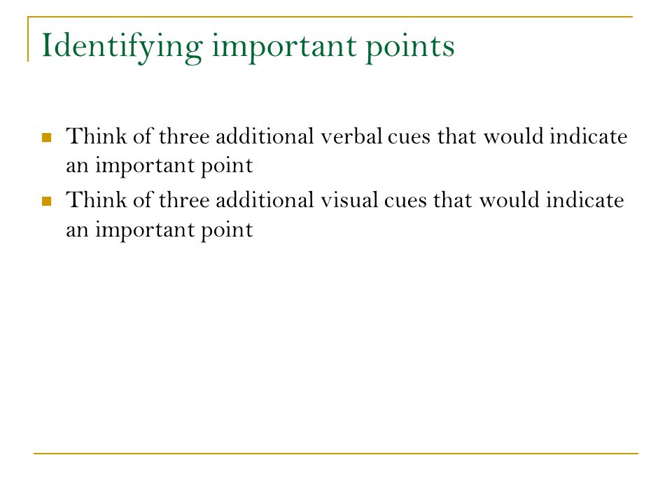 Identifying important points