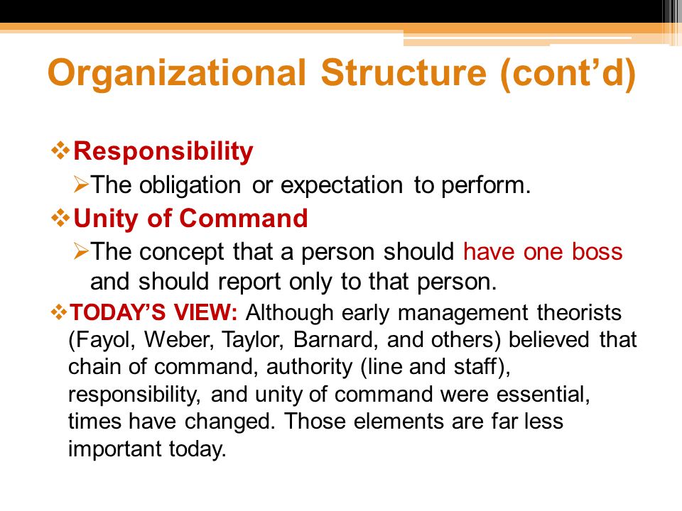 Organizational Structure (cont’d)