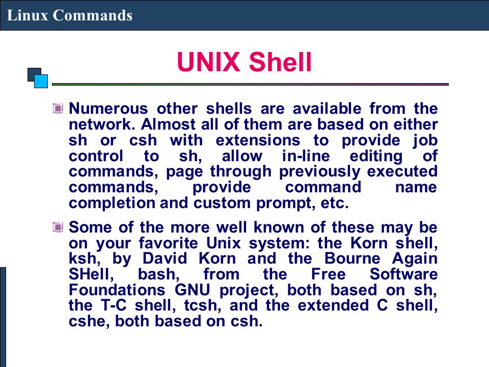 UNIX Shell Linux Commands