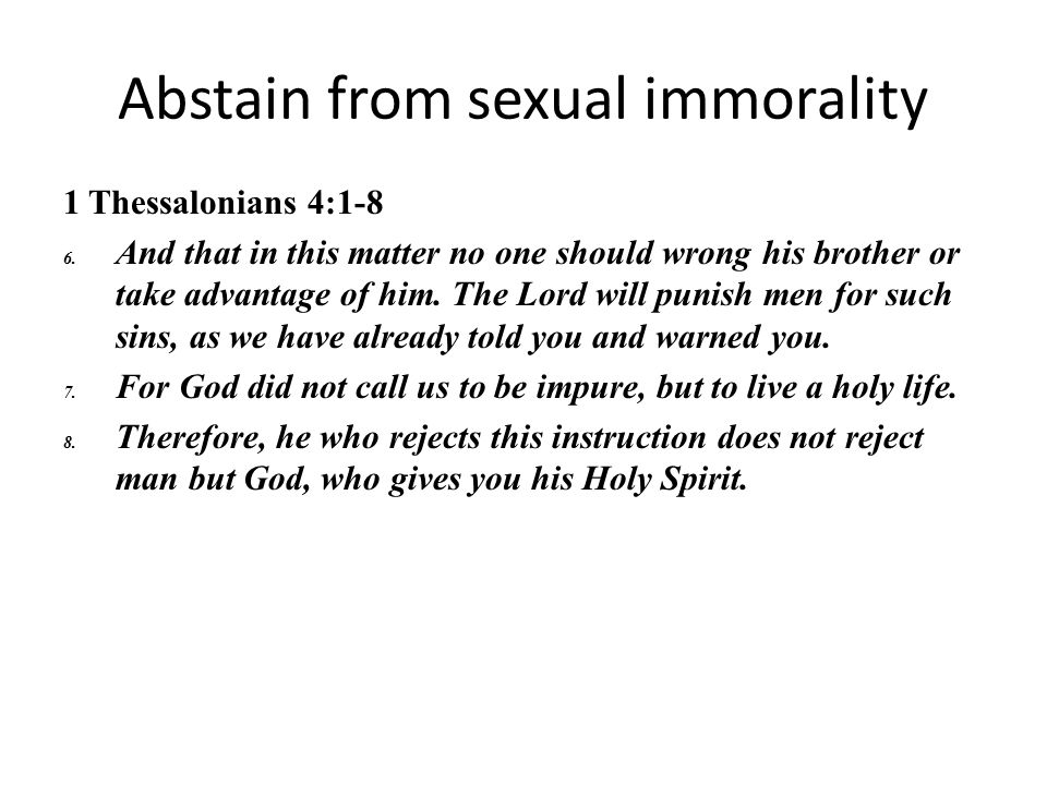 Abstain from sexual immorality
