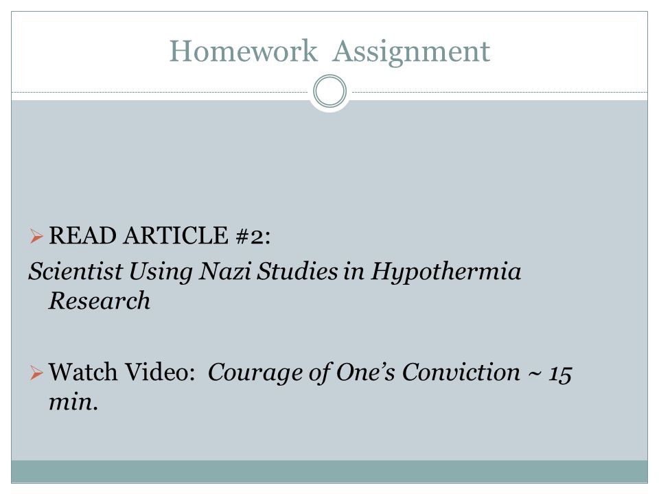Homework Assignment READ ARTICLE #2: