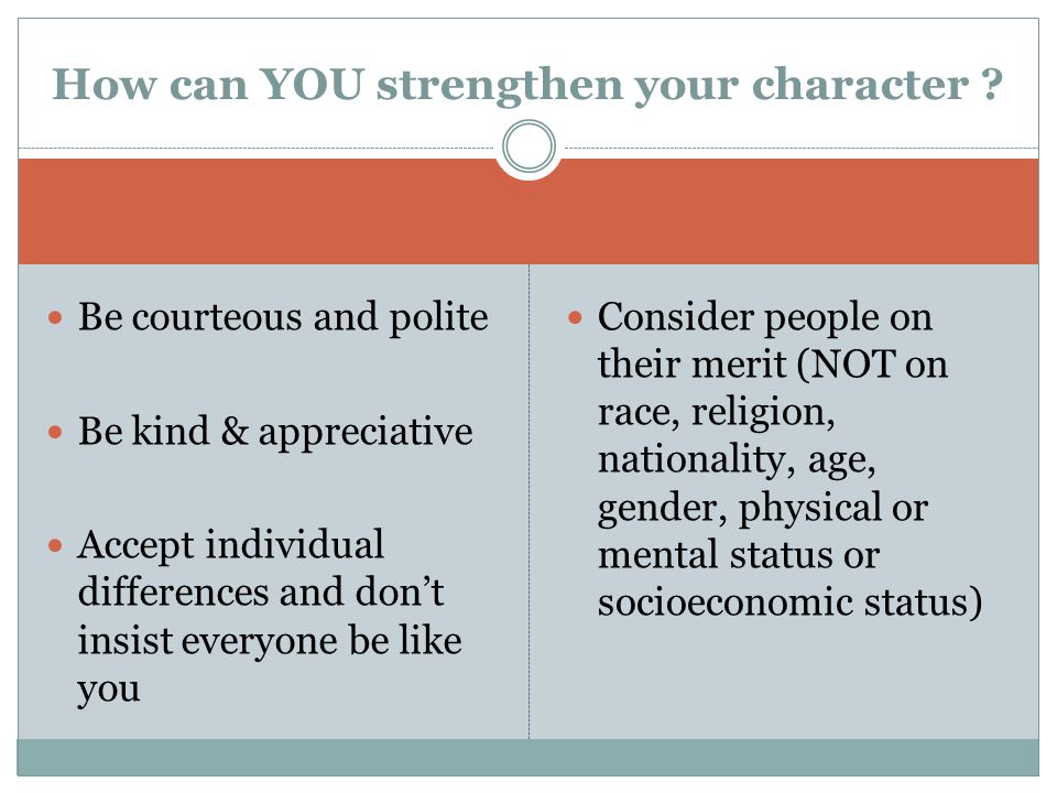 How can YOU strengthen your character