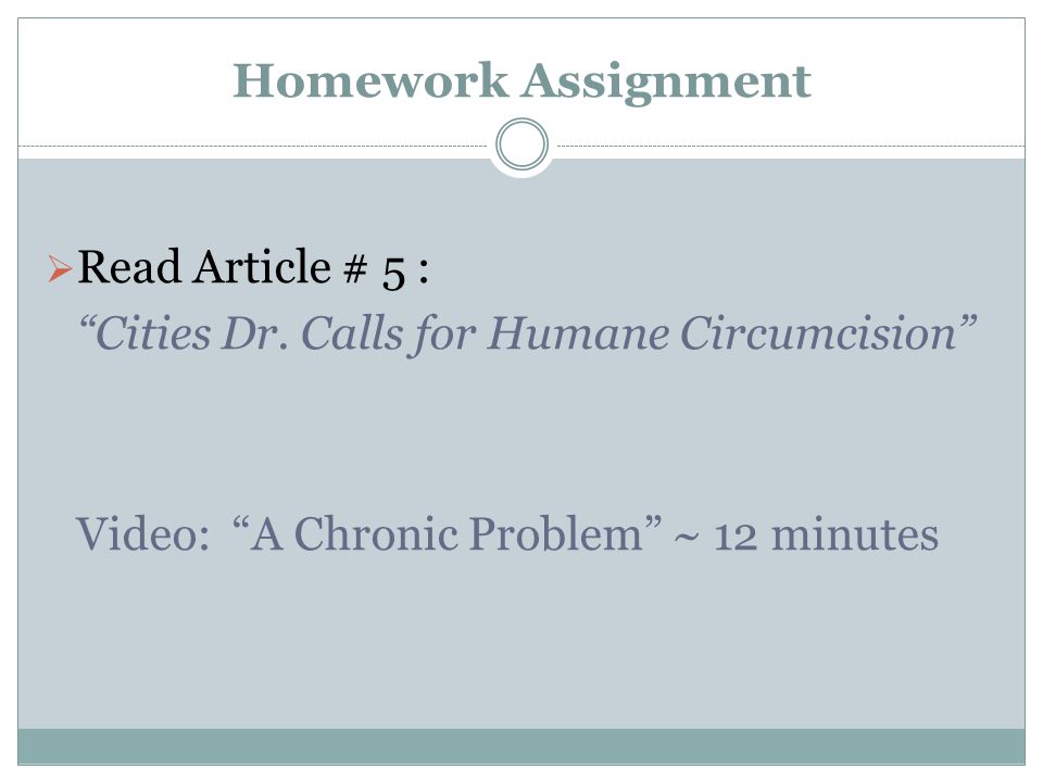 Homework Assignment Read Article # 5 :