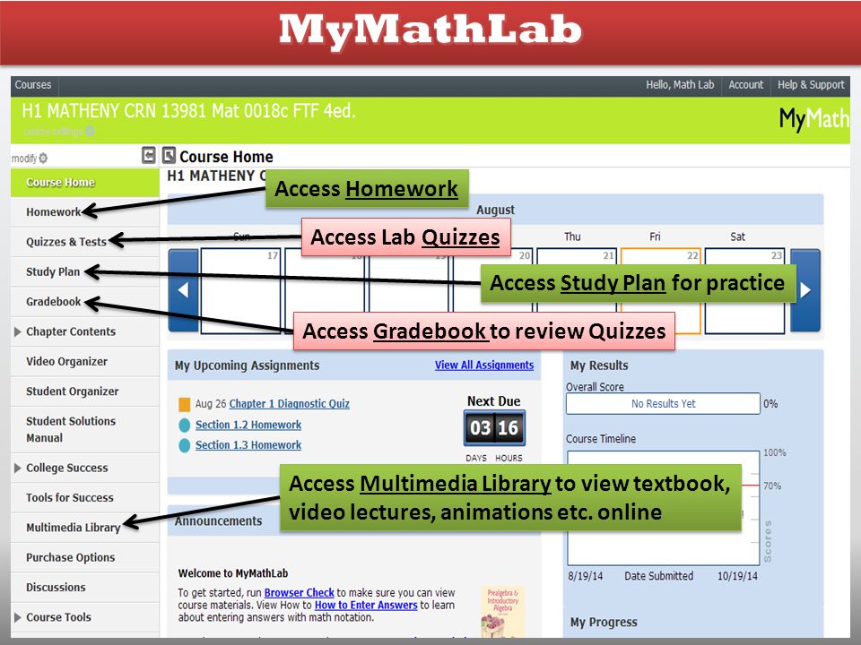 MyMathLab Access Homework Access Lab Quizzes