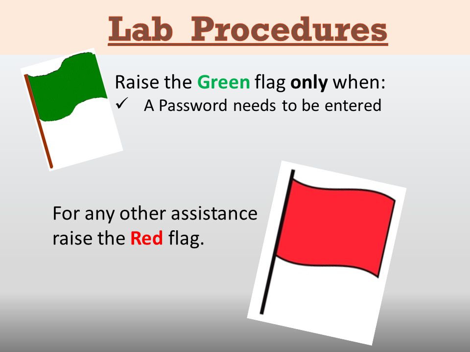 Lab Procedures Raise the Green flag only when:
