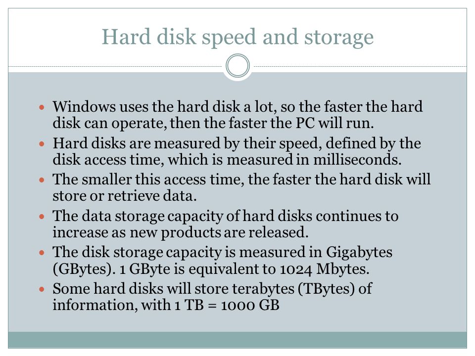 Hard disk speed and storage