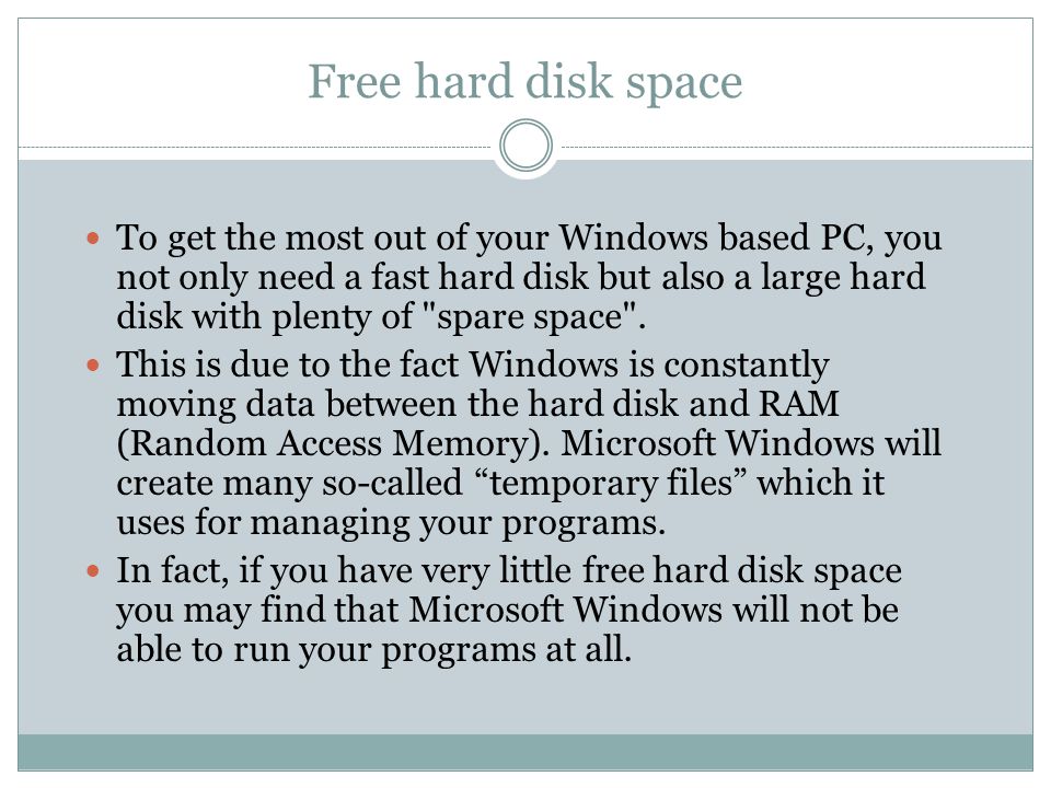 Free hard disk space