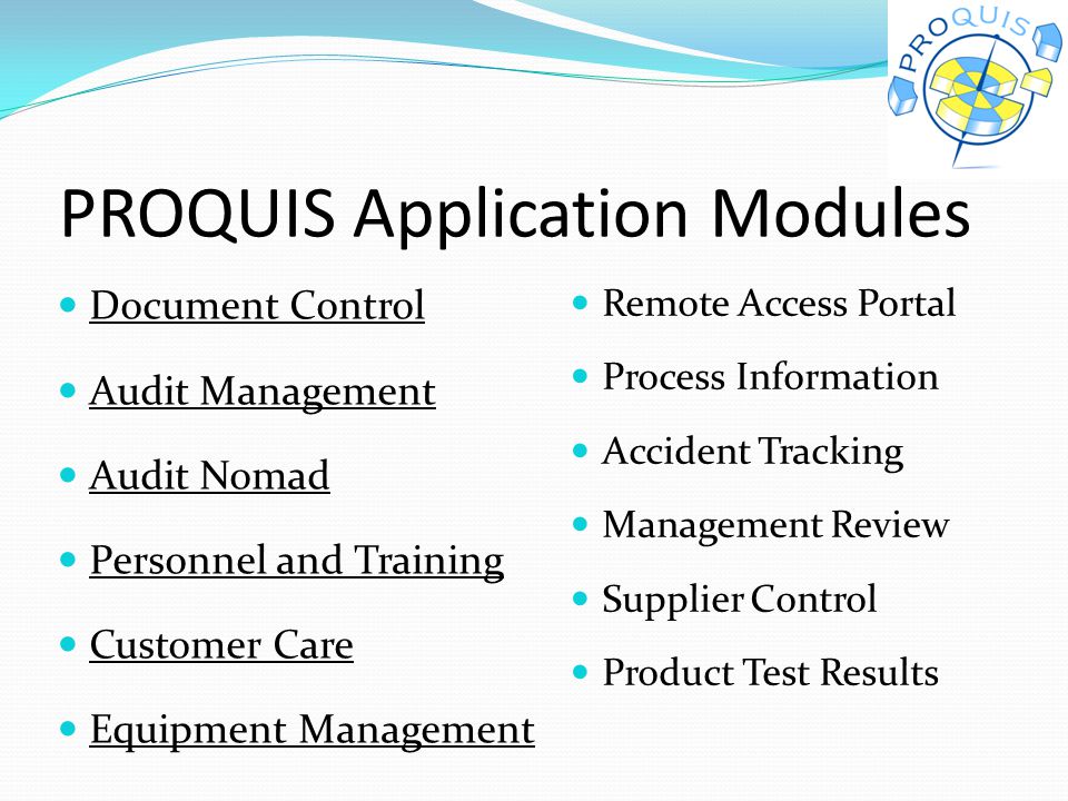 PROQUIS Application Modules