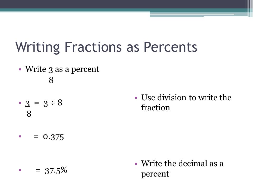 Writing Fractions as Percents