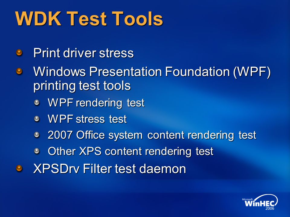 WDK Test Tools Print driver stress