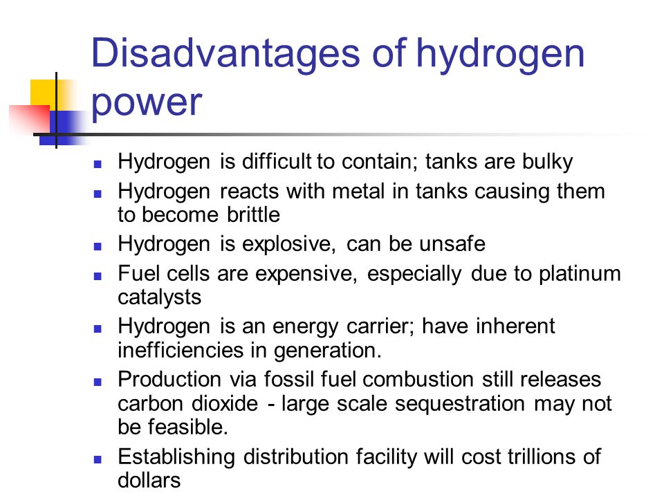 cons of hydrogen fuel