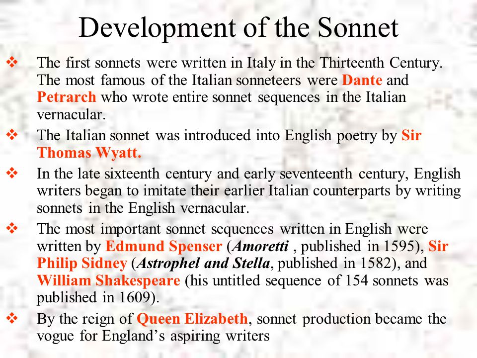Development of the Sonnet
