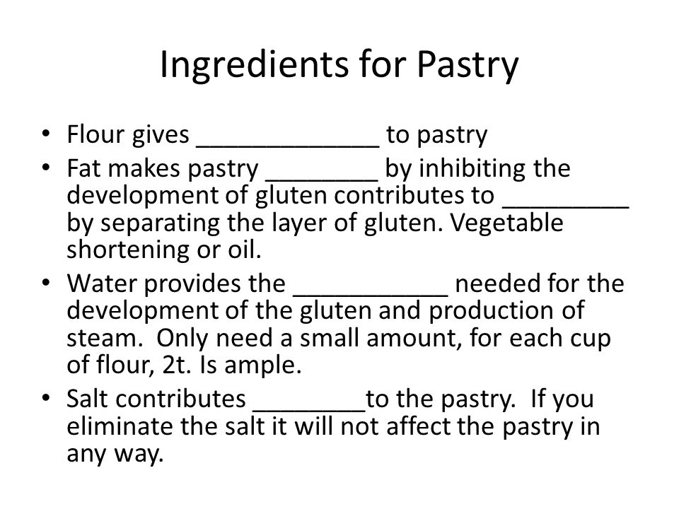 Ingredients for Pastry