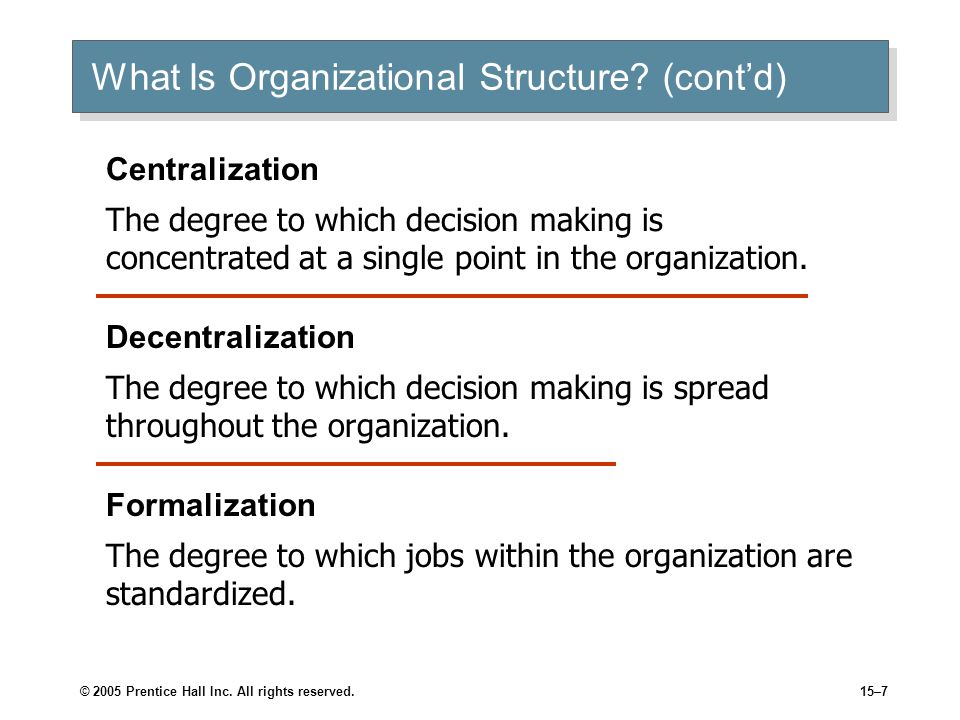 What Is Organizational Structure (cont’d)