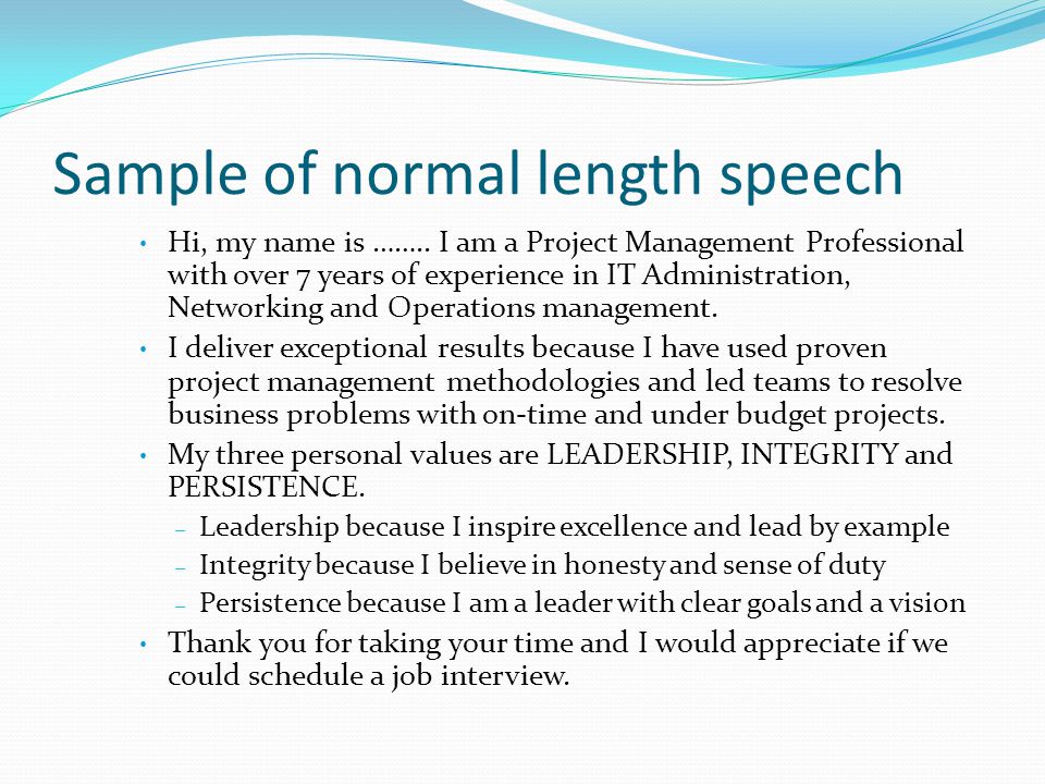Sample of normal length speech