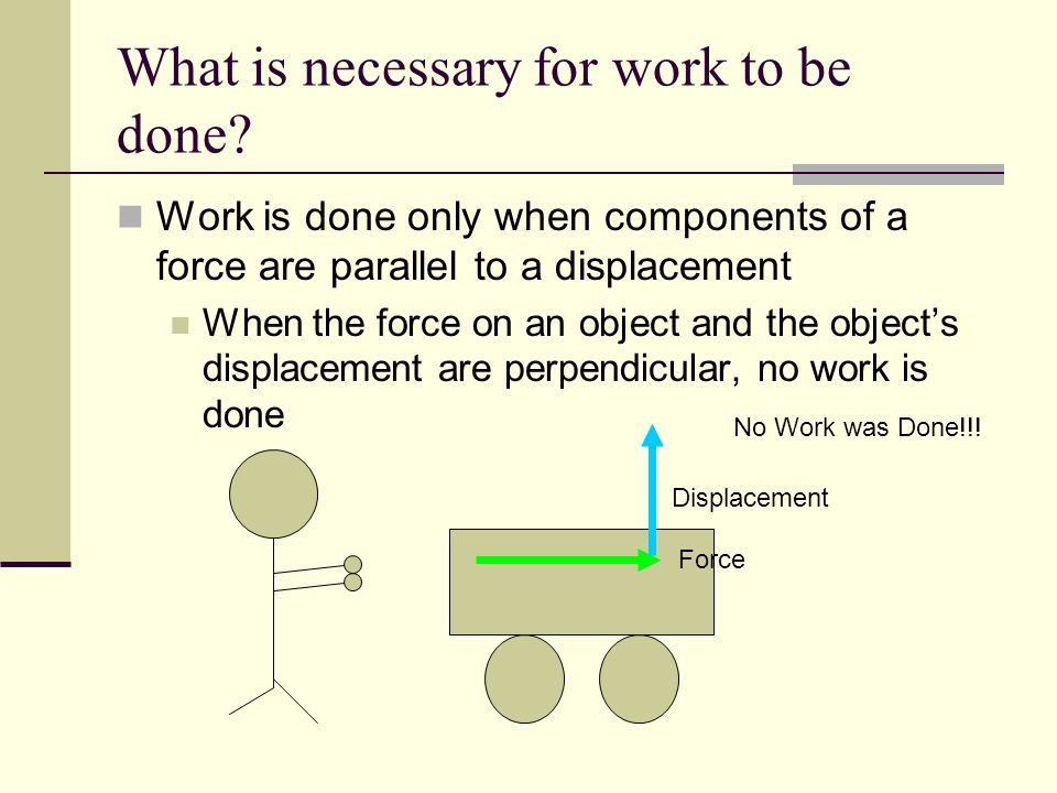 What is necessary for work to be done
