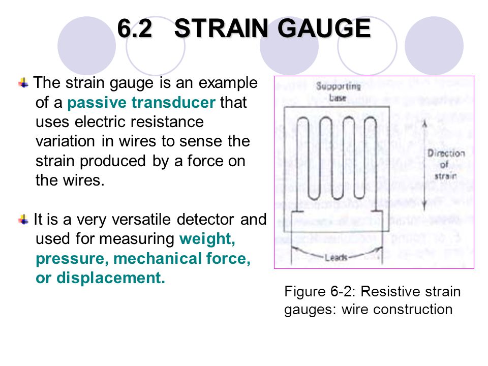 6.2 STRAIN GAUGE The strain gauge is an example