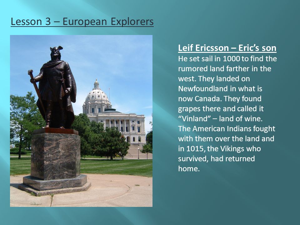 Lesson 3 – European Explorers