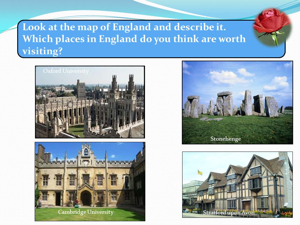 Look at the map of England and describe it.