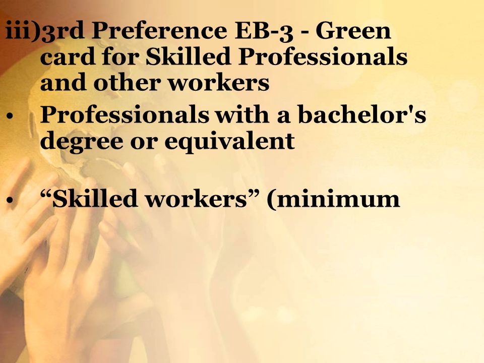 iii)3rd Preference EB-3 - Green card for Skilled Professionals and other workers