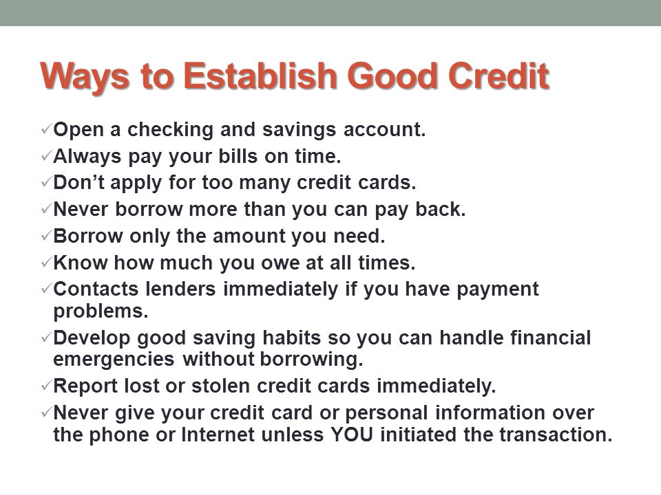 Ways to Establish Good Credit