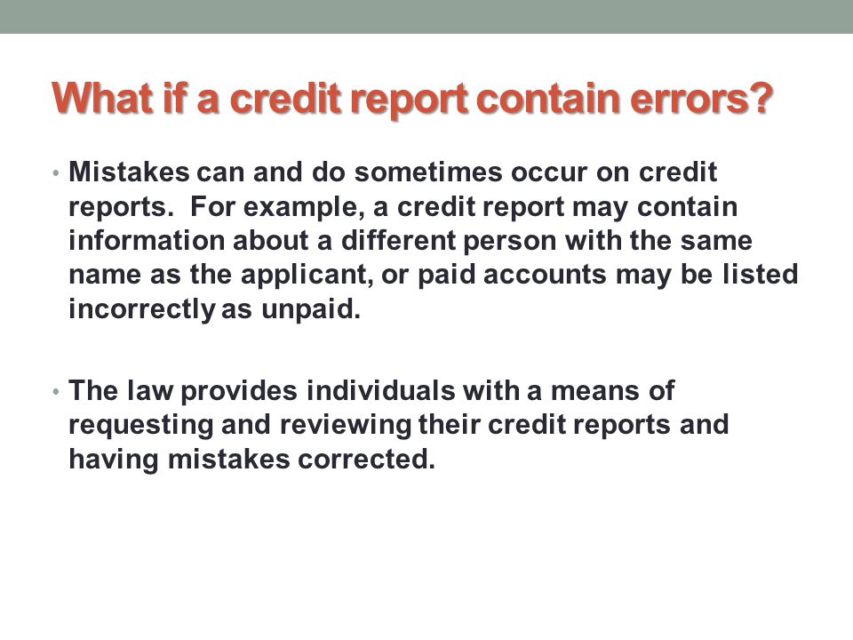 What if a credit report contain errors