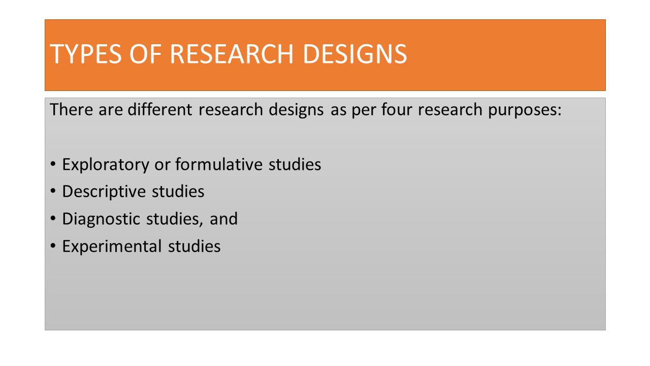 TYPES OF RESEARCH DESIGNS
