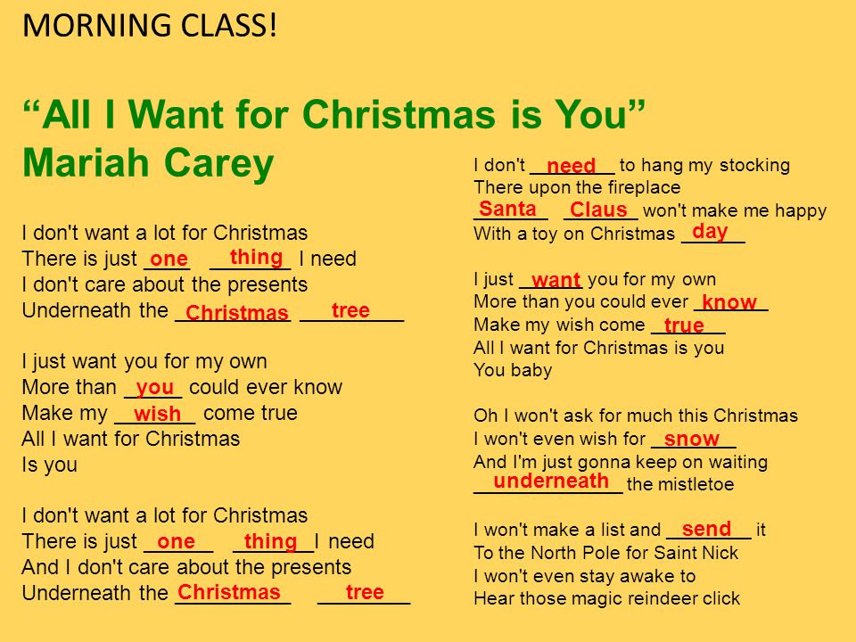 MORNING CLASS! All I Want for Christmas is You Mariah Carey