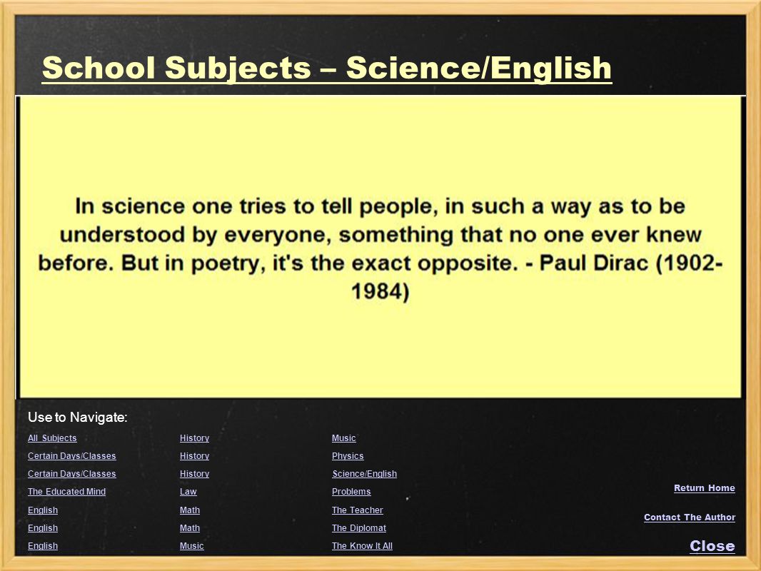 School Subjects – Science/English
