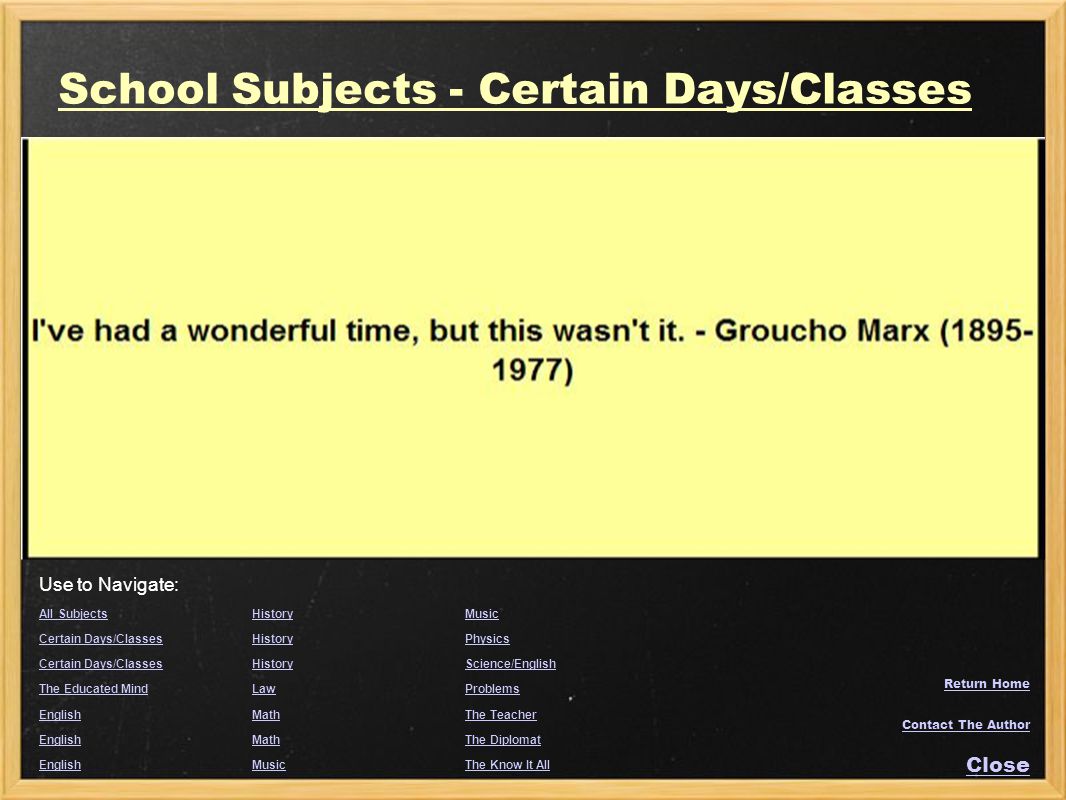 School Subjects - Certain Days/Classes