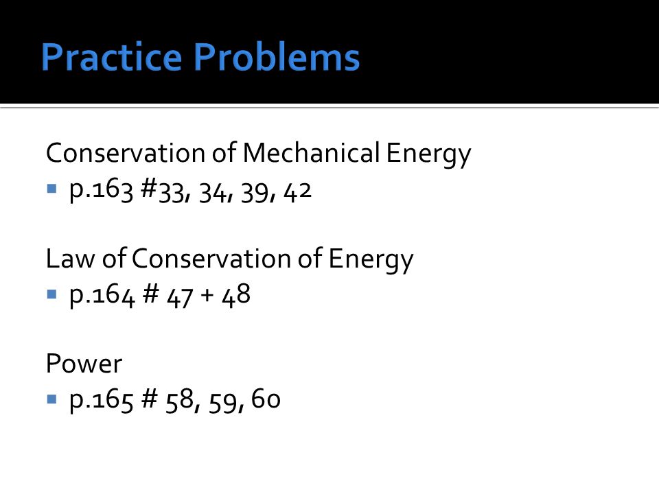 law of conservation of mechanical energy example problems
